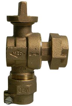 1 in. CTS Compression x Meter Brass Angle Ball Valve