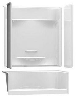 59-3/4 x 33-1/2 x 80-1/8 in. Alcove Left Drain Shower Unit in White