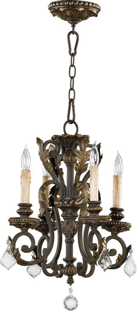 Quorum International Toasted Sienna/Mystic Silver 15 in. 60W 4-Light Up Lighting Candelabra Chandelier 