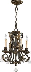 15 in. 60W 4-Light Up Lighting Candelabra Chandelier in Toasted Sienna and Mystic Silver