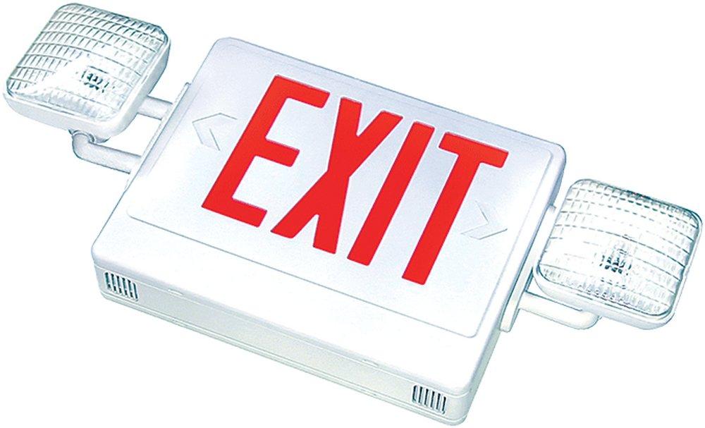 19181 BK/CLR×2　19221Y DR×2　19122 BK BK/P Global Industrial Combo LED Emergency Exit Sign, Red Letters