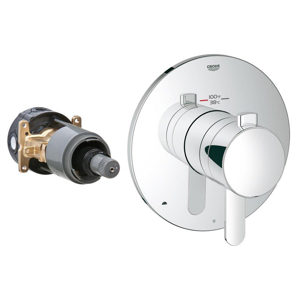 GROHE StarLight&reg; Chrome 6.6 gpm 2-Function Thermostatic Trim with TurboStat Control Module at 45 psi Max Flow Rate 