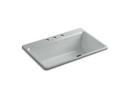 KOHLER Ice&trade; Grey 33 x 22 in. 3 Hole Cast Iron Single Bowl Drop-in Kitchen Sink 