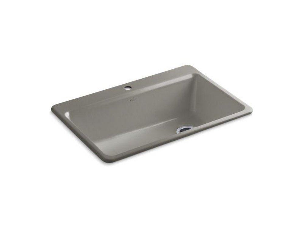 KOHLER Cashmere 33 x 22 in. 1 Hole Cast Iron Single Bowl Drop-in Kitchen Sink 