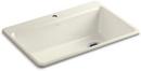 33 x 22 in. 1 Hole Cast Iron Single Bowl Drop-in Kitchen Sink in Biscuit