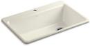 KOHLER Biscuit 33 x 22 in. 1 Hole Cast Iron Single Bowl Drop-in Kitchen Sink 