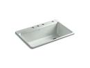 KOHLER Sea Salt&trade; 33 x 22 in. 4 Hole Cast Iron Single Bowl Drop-in Kitchen Sink 