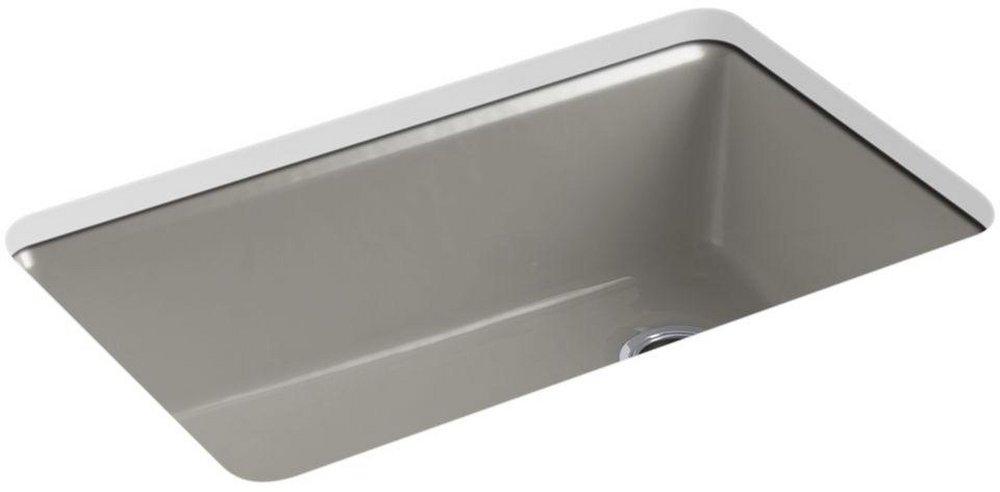 KOHLER Cashmere 33 x 22 in. 5 Hole Cast Iron Single Bowl Undermount Kitchen Sink 