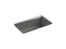 KOHLER Thunder&trade; Grey 33 x 22 in. 5 Hole Cast Iron Single Bowl Undermount Kitchen Sink 
