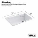 KOHLER White 33 x 22 in. 5 Hole Cast Iron Single Bowl Undermount Kitchen Sink 