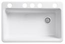 KOHLER White 33 x 22 in. 5 Hole Cast Iron Single Bowl Undermount Kitchen Sink 