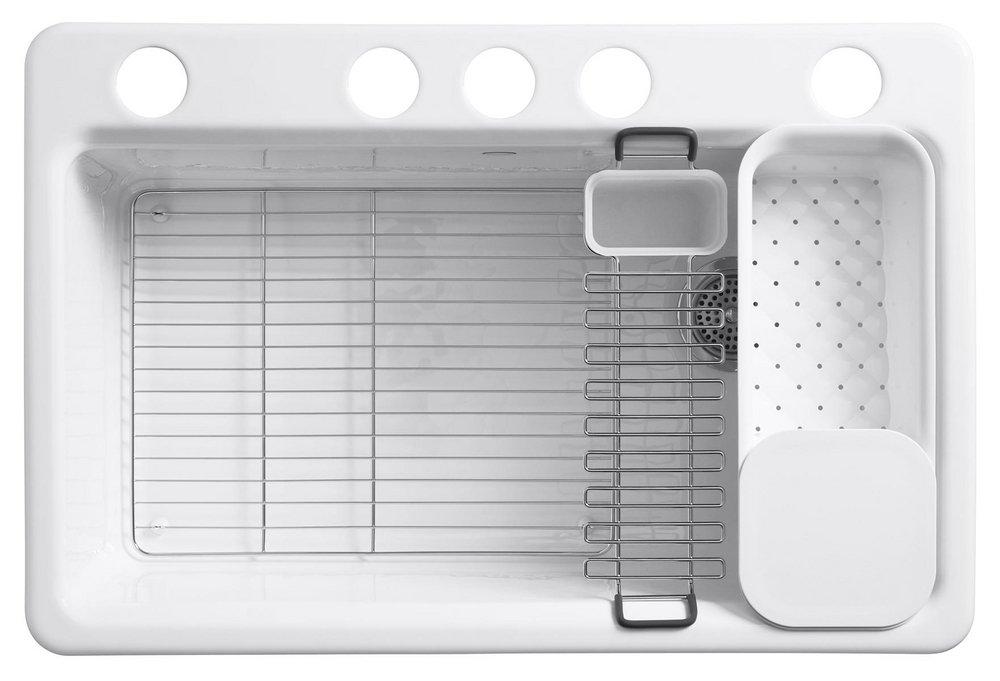 KOHLER White 33 x 22 in. 5 Hole Cast Iron Single Bowl Undermount Kitchen Sink 