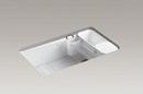 33 x 22 in. 5 Hole Cast Iron Single Bowl Undermount Kitchen Sink in White - Accessories Included