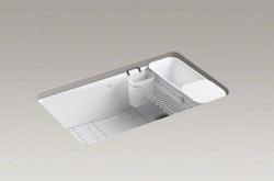 33 in. Undermount Cast Iron Single Bowl Workstation Kitchen Sink in White