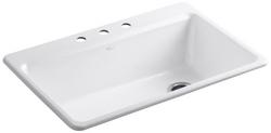 33 in. Drop-in Cast Iron Single Bowl Kitchen Sink in White