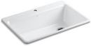 33 x 22 in. 1 Hole Cast Iron Single Bowl Drop-in Kitchen Sink in White