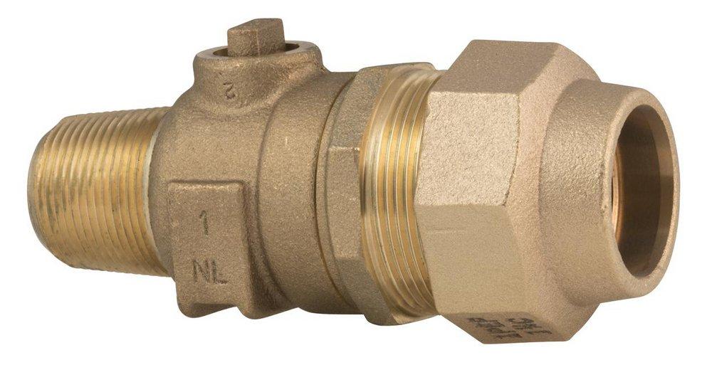 Ford Meter Box CC Taper Threaded x Grip Joint Brass Corporation Stop 