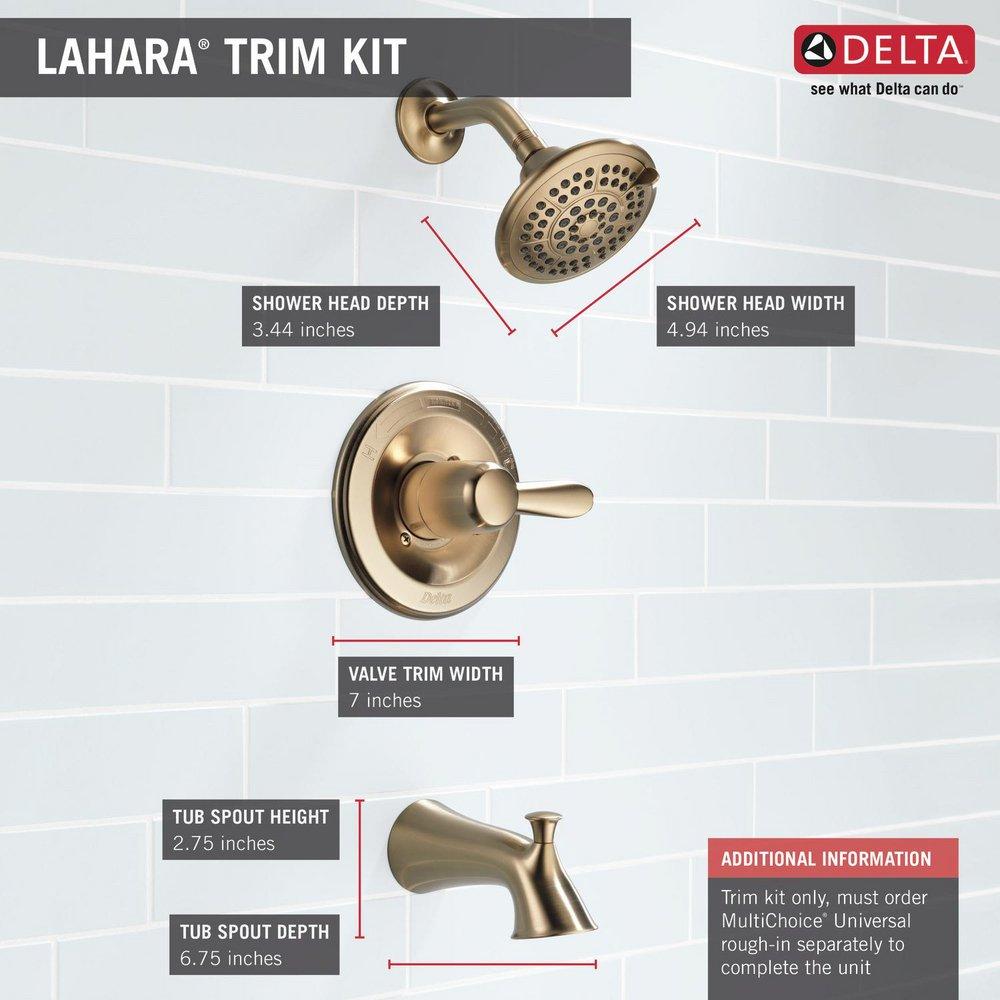 Delta Faucet Brilliance&reg; Champagne Bronze Single Handle Multi Function Bathtub & Shower Faucet (Trim Only) 