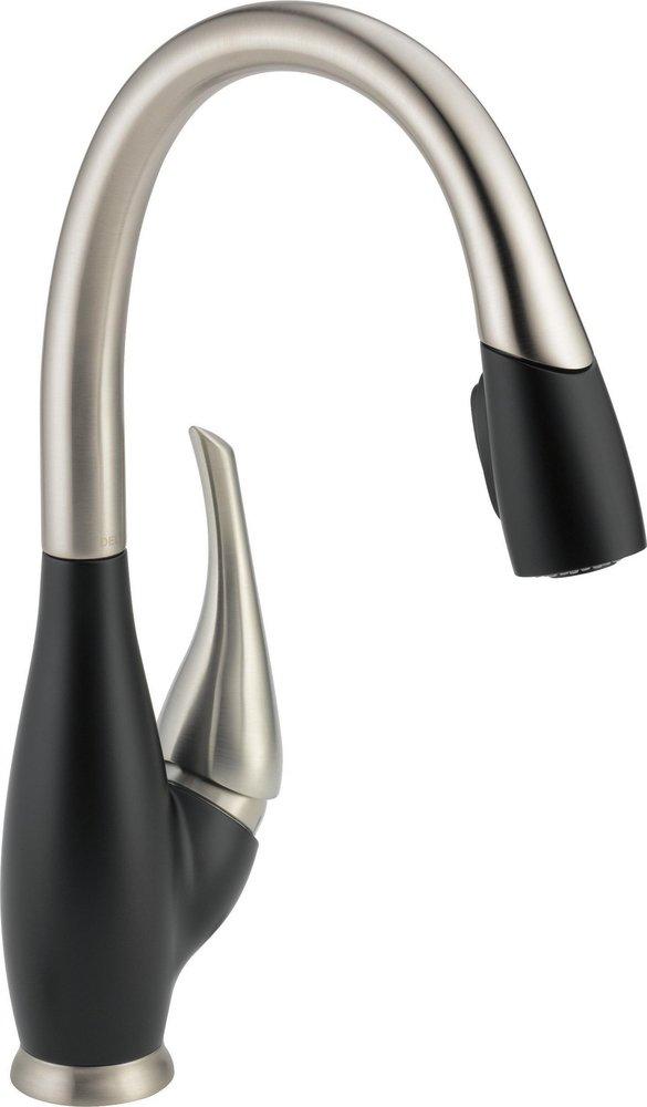 Delta Faucet SpotShield&reg; Stainless/Black Single Handle Pull Down Kitchen Faucet 