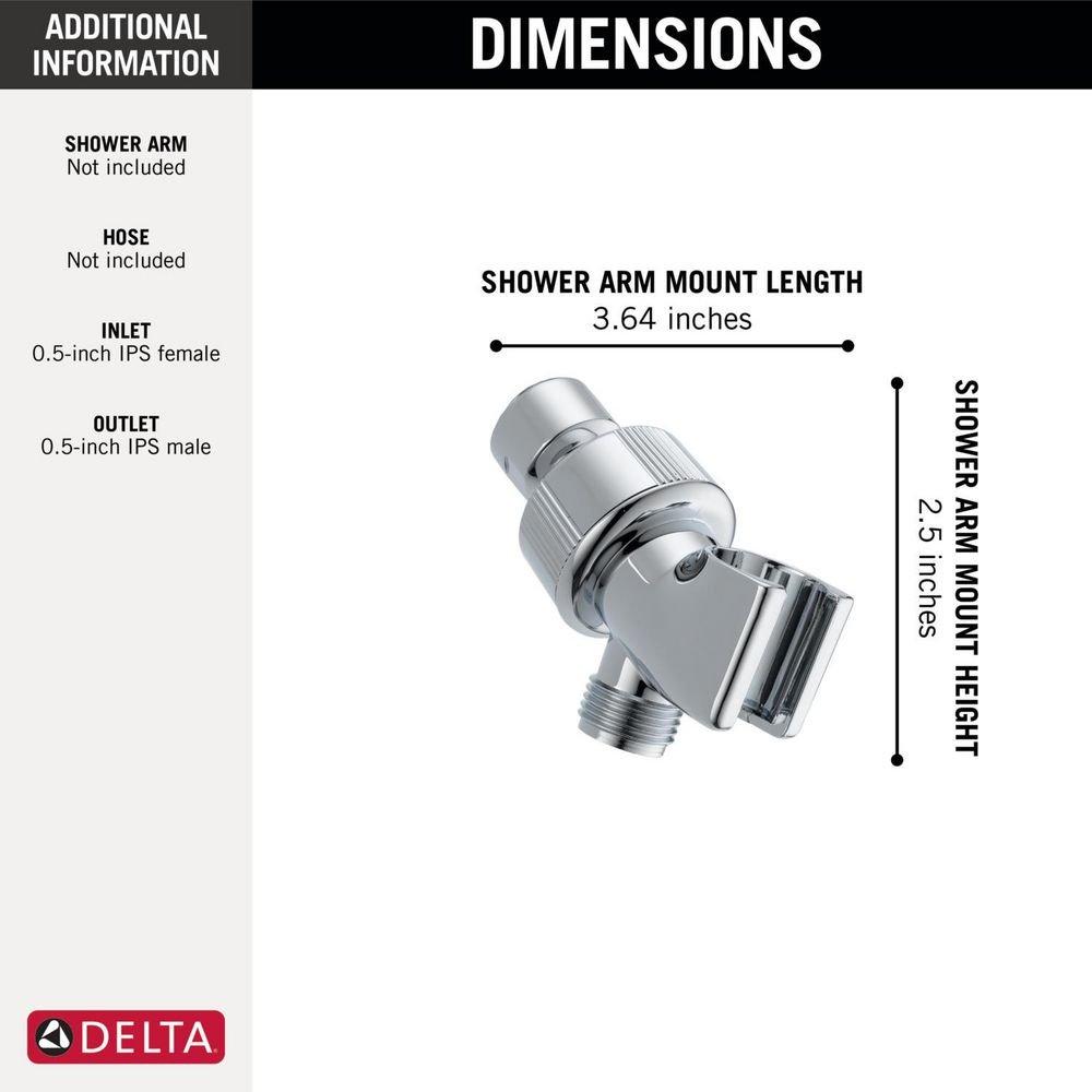 Delta Faucet Chrome 1/2 in. FIPS x MIPS Plastic Shower Arm Mount 