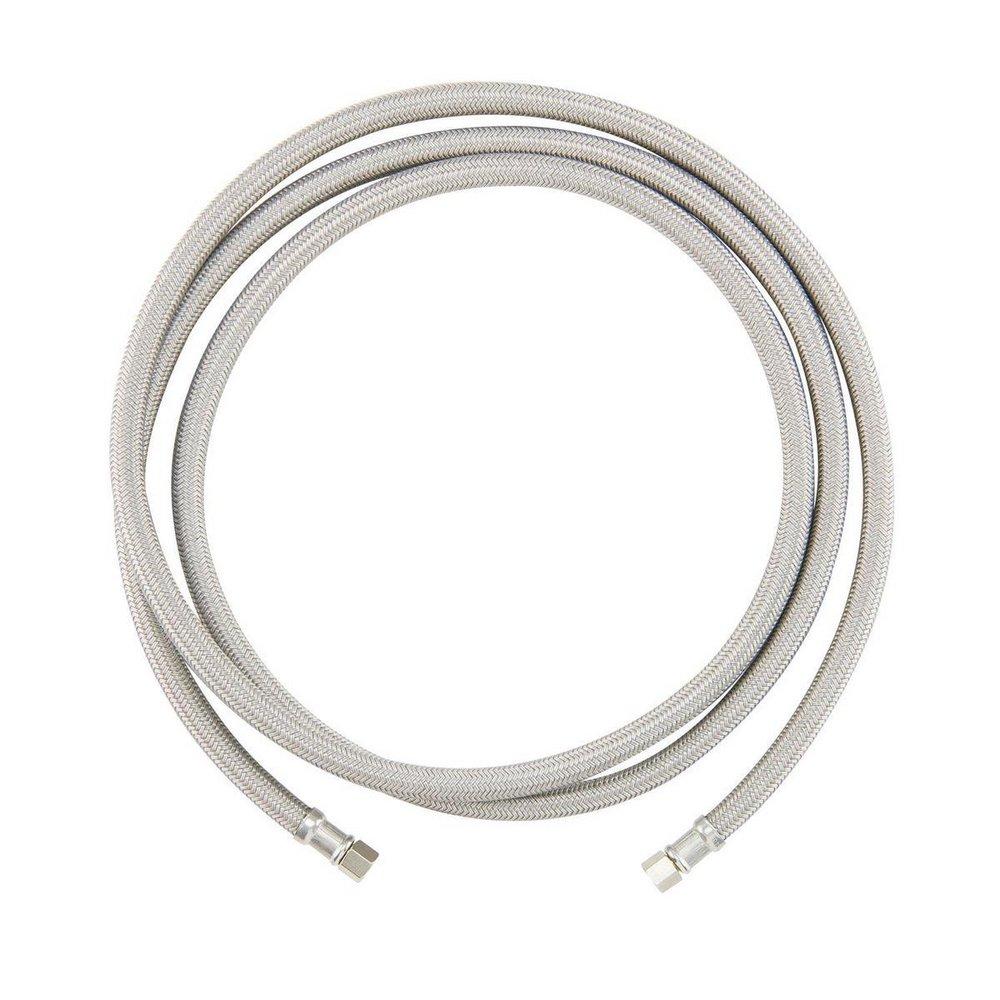 BrassCraft Silver 96 in. Braided PVC Ice Maker Flexible Water Connector 