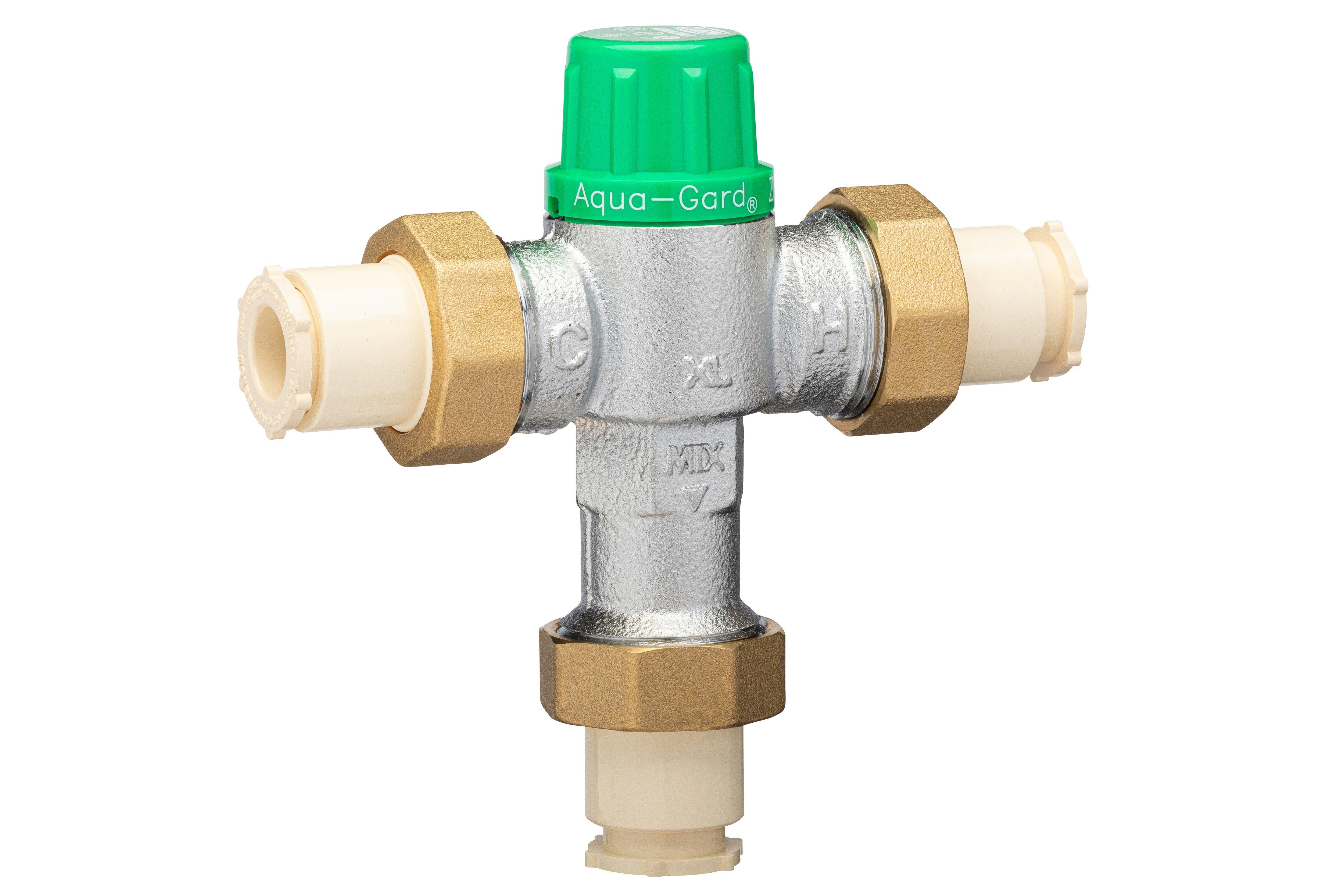 Zurn Wilkins Brushed Nickel CPVC Thermostat Mixing Valve 