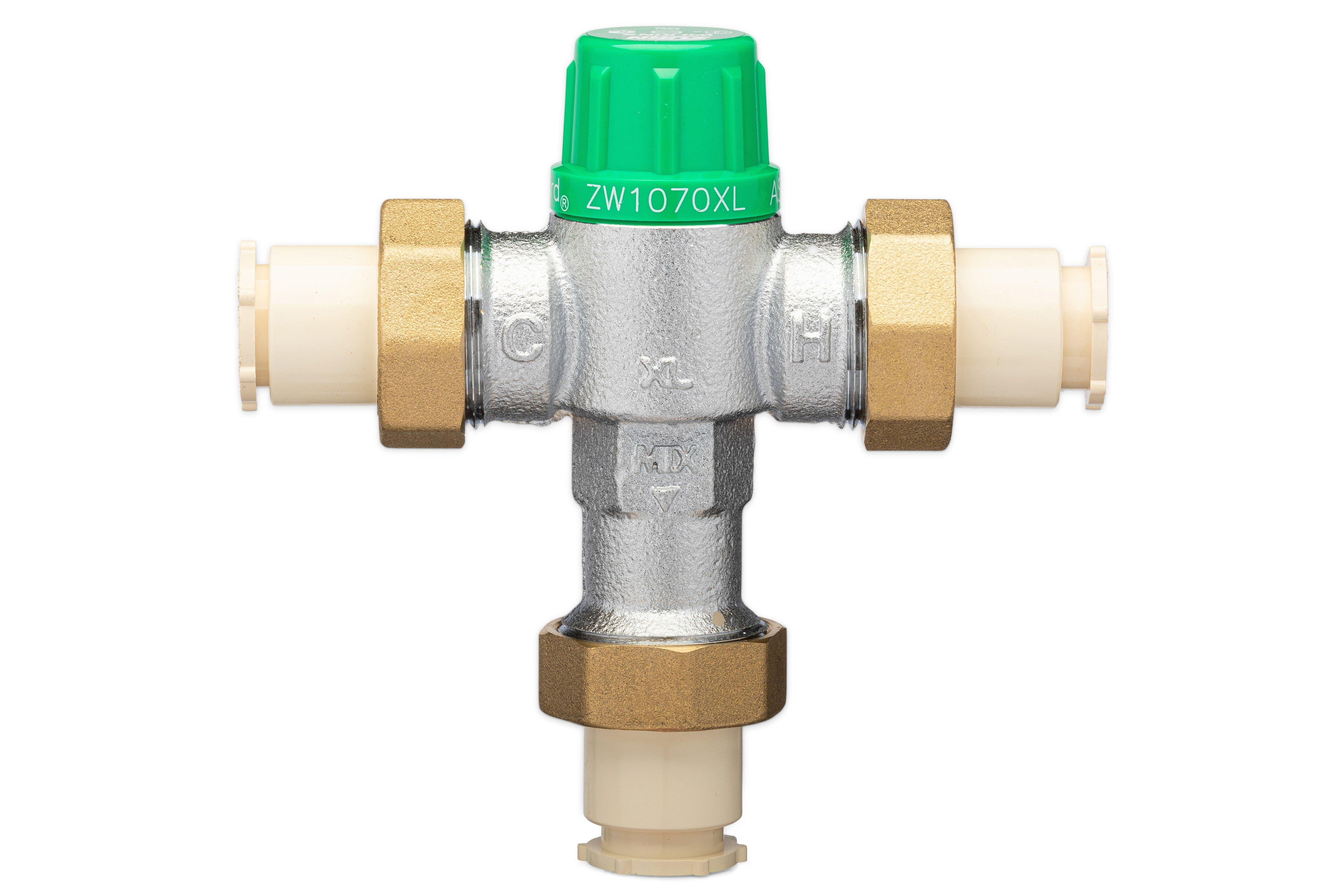 Zurn Wilkins Brushed Nickel CPVC Thermostat Mixing Valve 