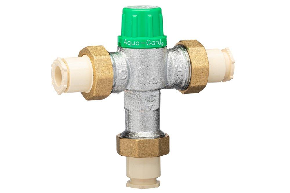 Zurn Wilkins Brushed Nickel CPVC Thermostat Mixing Valve 