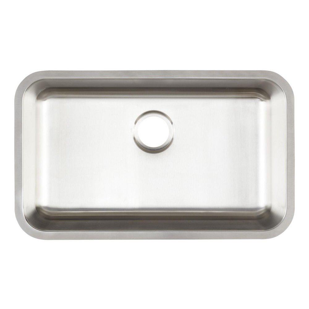 Signature Hardware Brushed Stainless Steel 29-3/4 x 18 in. Stainless Steel Single Bowl Undermount Kitchen Sink with Sound Dampening 
