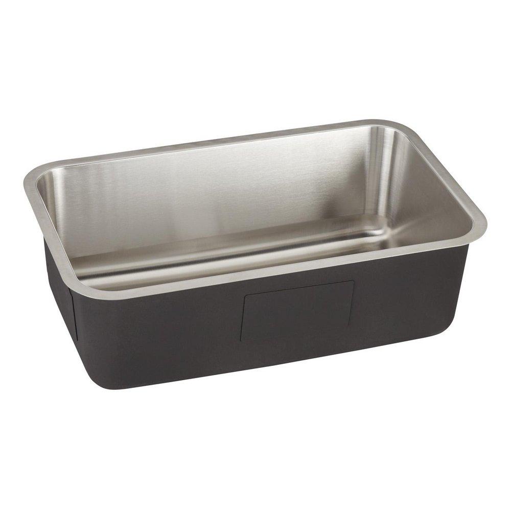Signature Hardware Brushed Stainless Steel 29-3/4 x 18 in. Stainless Steel Single Bowl Undermount Kitchen Sink with Sound Dampening 