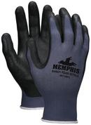Size L Foam Nitrile Plastic Gloves in Black, Blue and White