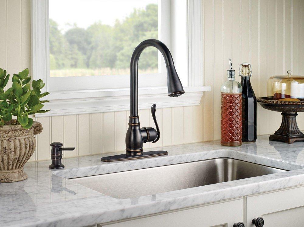 Moen Mediterranean Bronze Pull Down Kitchen Faucet 