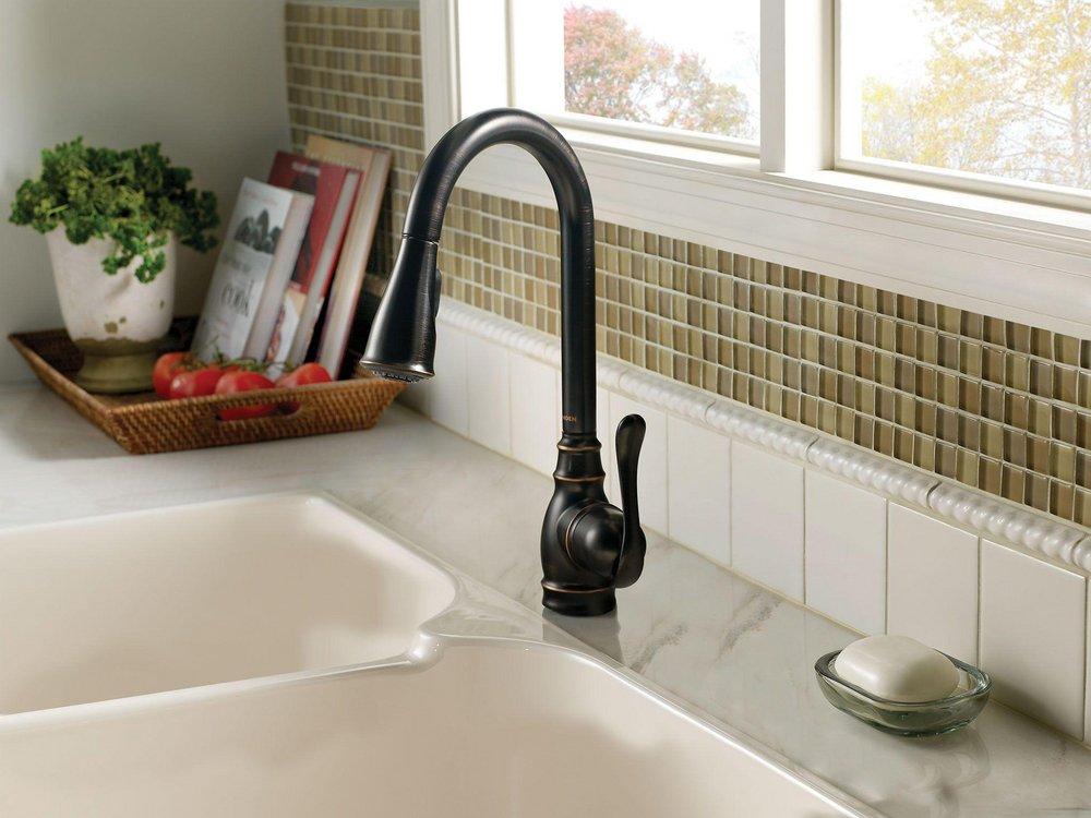 Moen Mediterranean Bronze Pull Down Kitchen Faucet 