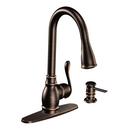 Single Handle Pull Down Kitchen Faucet in Mediterranean Bronze