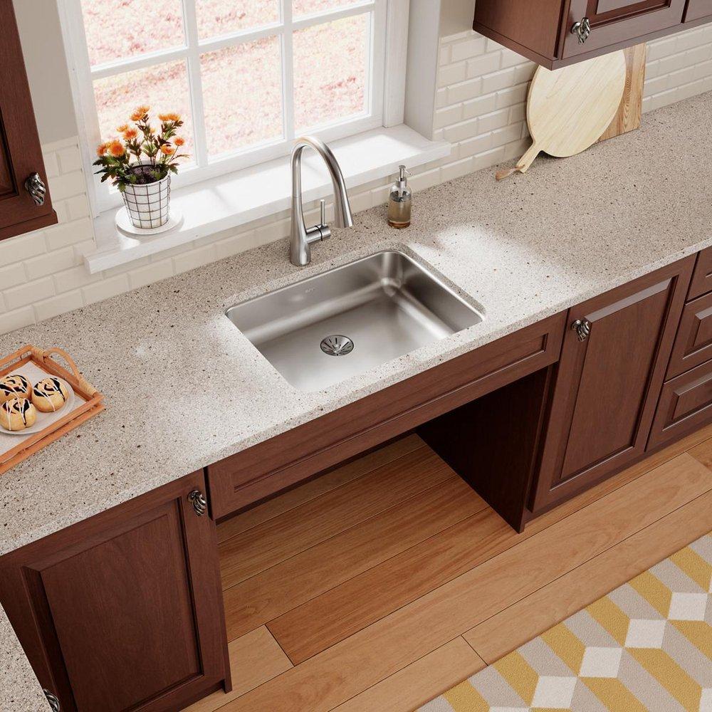 Elkay Lustrous Satin 23-1/2 x 18-1/4 in. No Hole Stainless Steel Single Bowl Undermount Kitchen Sink 