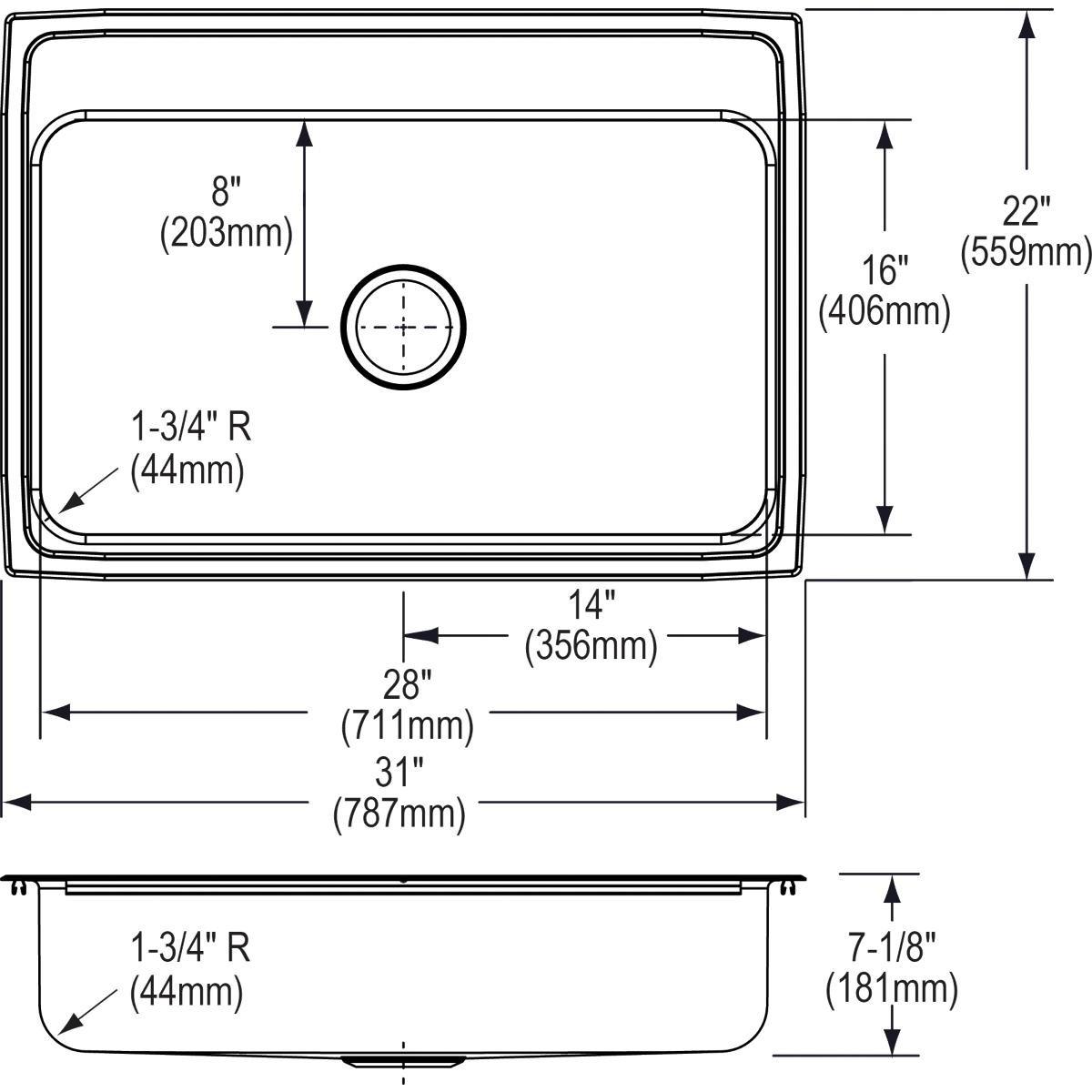 Elkay Lustrous Satin 20X11 4H 1B SS TM LDRY SINK LUST 