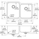 Elkay Lustrous Satin 31-1/4 x 20-1/2 in. No Hole Stainless Steel Double Bowl Undermount Kitchen Sink 
