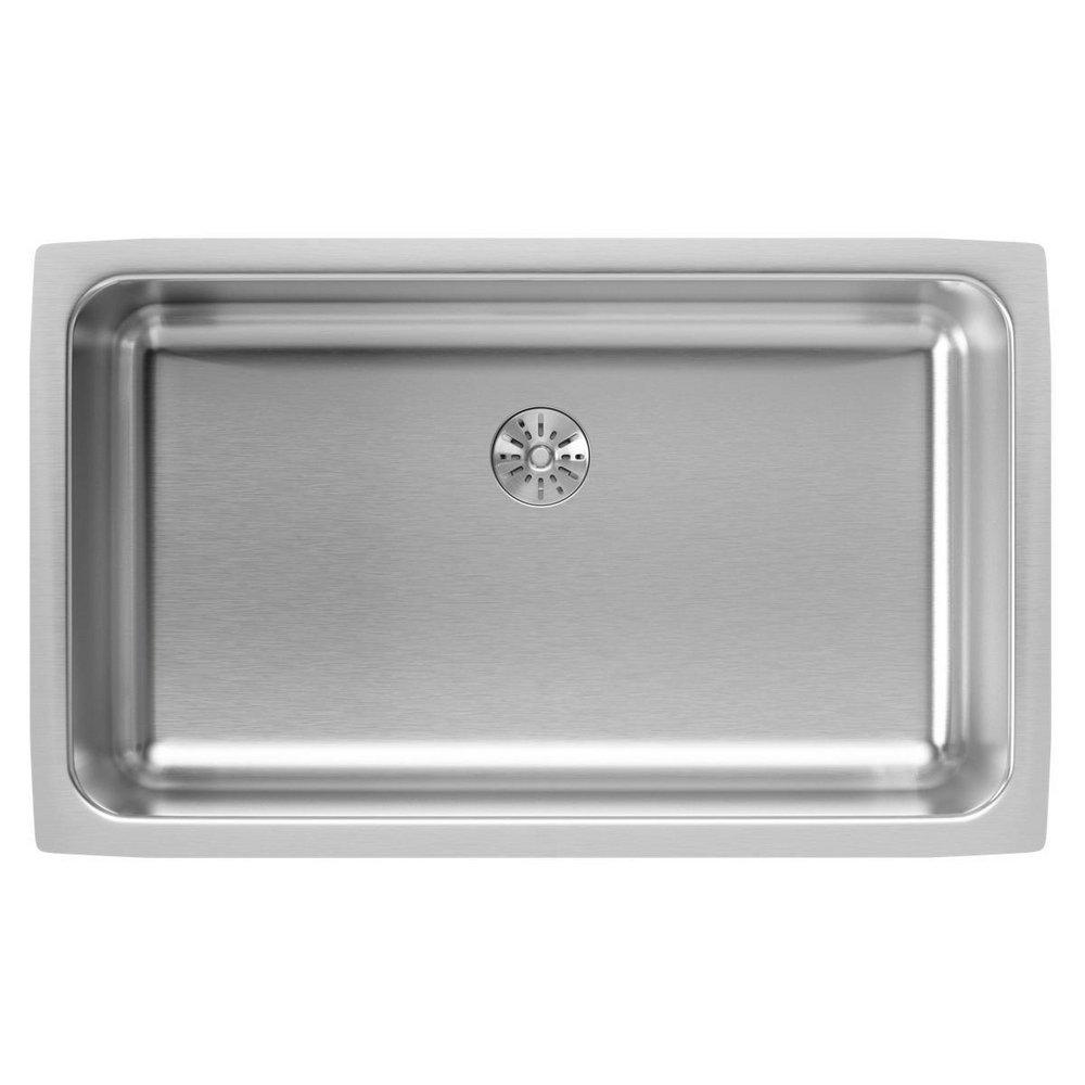 Elkay Lustrous Satin 30-1/2 x 18-1/2 in. No Hole Stainless Steel Single Bowl Undermount Kitchen Sink 