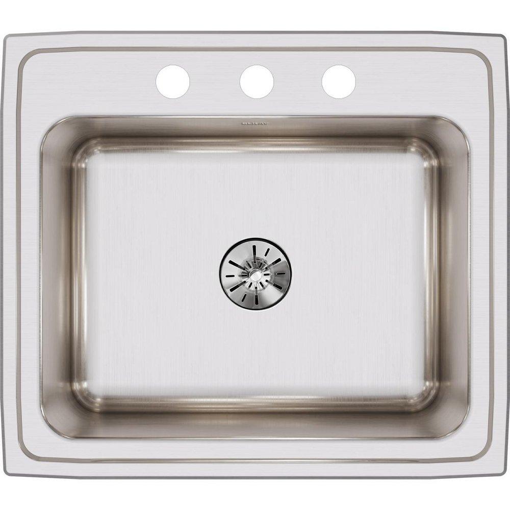 Elkay Lustertone/Lustrous Satin 25 x 22 in. Stainless Steel Single Bowl Drop-in Kitchen Sink in Lustertone/Lustrous Satin 