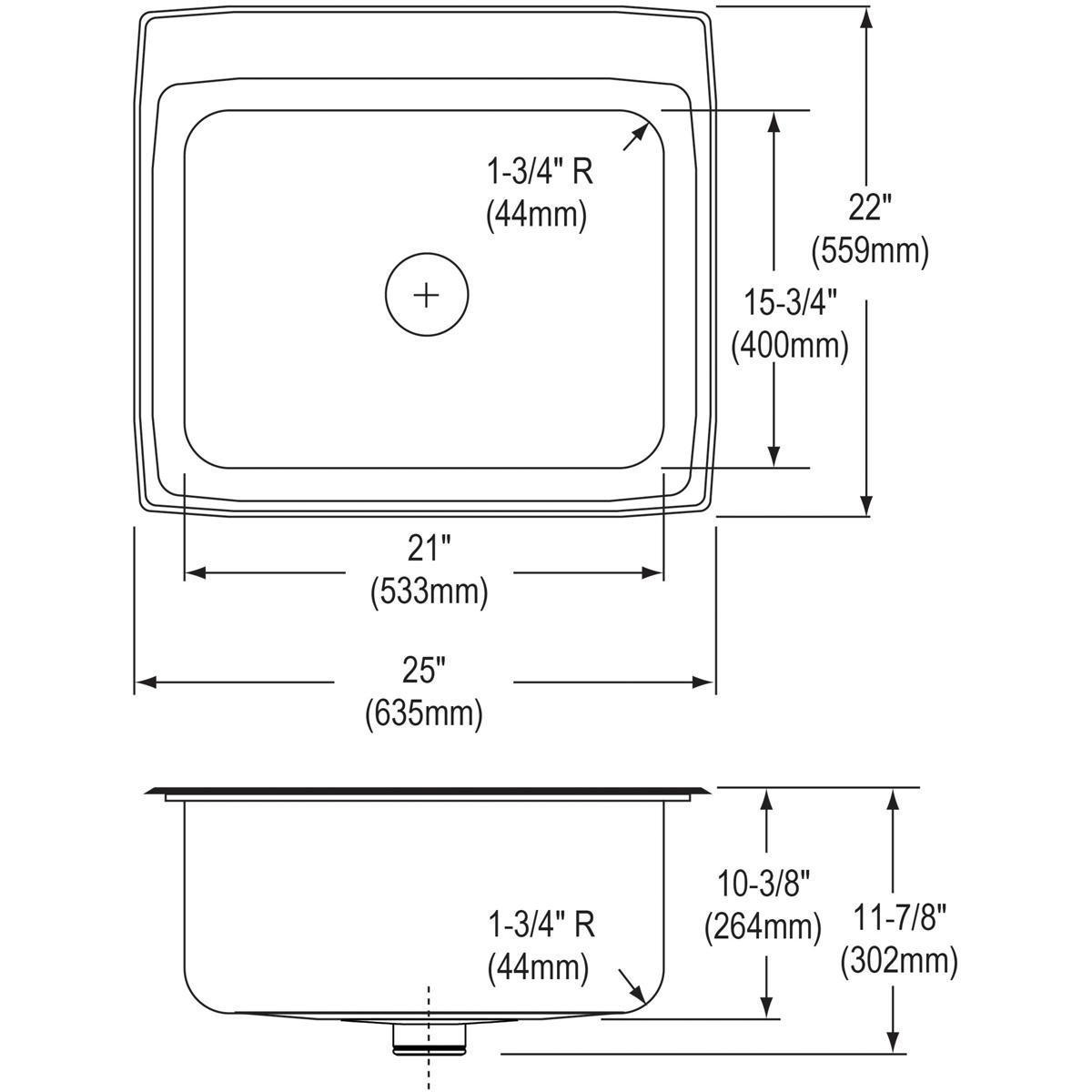 Elkay Lustertone/Lustrous Satin 25 x 22 in. Stainless Steel Single Bowl Drop-in Kitchen Sink in Lustertone/Lustrous Satin 