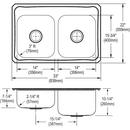 Elkay Lustrous Satin 31-1/4 x 20-1/2 in. No Hole Stainless Steel Double Bowl Undermount Kitchen Sink 