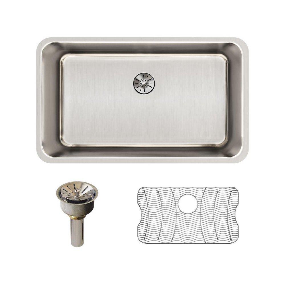 Elkay Lustertone 30-1/2 x 18-1/2 in. No Hole Stainless Steel Single Bowl Undermount Kitchen Sink 