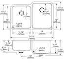 Elkay Lustertone 31-1/4 x 20-1/2 in. No Hole Stainless Steel Double Bowl Undermount Kitchen Sink 