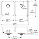 Elkay Lustrous Satin 30-3/4 x 18-1/2 in. No Hole Stainless Steel Double Bowl Undermount Kitchen Sink 