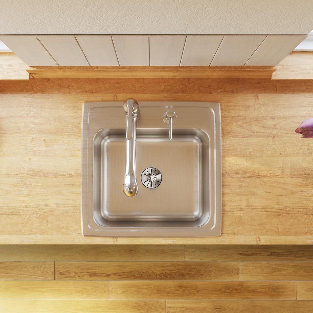 Elkay Lustrous Highlighted Satin 19-1/2 x 19 in. Drop-in Laundry Sink 