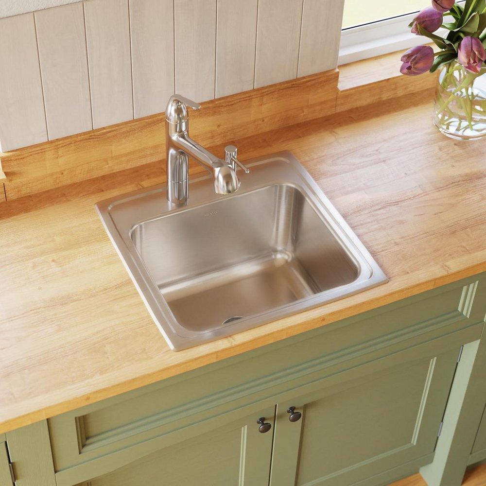 Elkay Lustrous Highlighted Satin 19-1/2 x 19 in. Drop-in Laundry Sink 