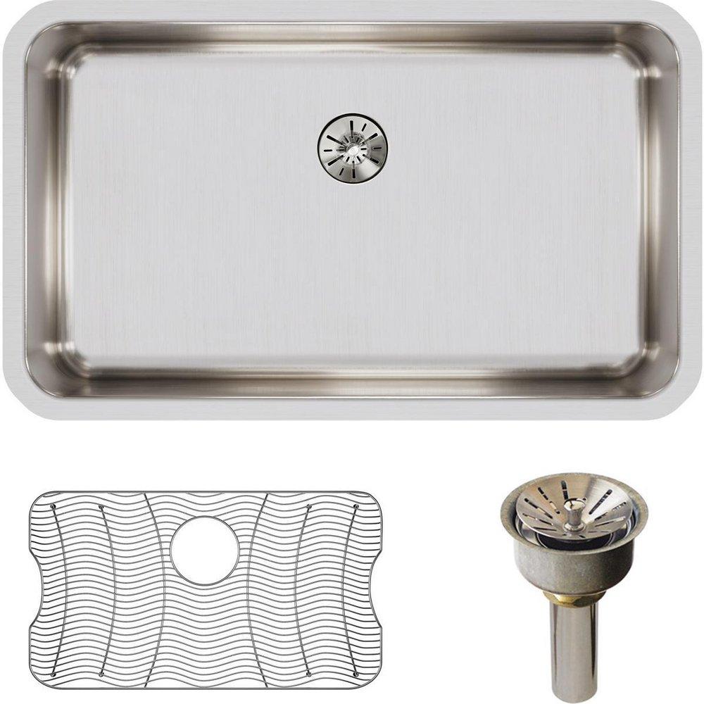 Elkay Lustrous Satin 30-1/2 x 18-1/2 in. No Hole Stainless Steel Single Bowl Undermount Kitchen Sink 