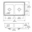 Elkay Lustrous Satin 33 x 22 in. Stainless Steel Double Bowl Drop-in Kitchen Sink in Lustrous Satin 