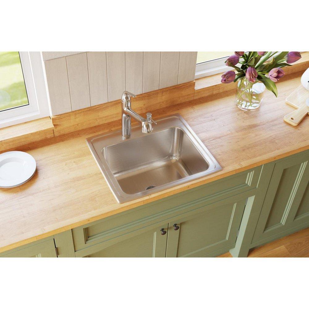 Elkay Lustrous Satin 22 x 19-1/2 in. Stainless Steel Single Bowl Drop-in Kitchen Sink in Lustrous Satin 