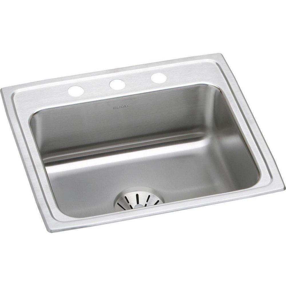 Elkay Lustrous Satin 22 x 19-1/2 in. Stainless Steel Single Bowl Drop-in Kitchen Sink in Lustrous Satin 